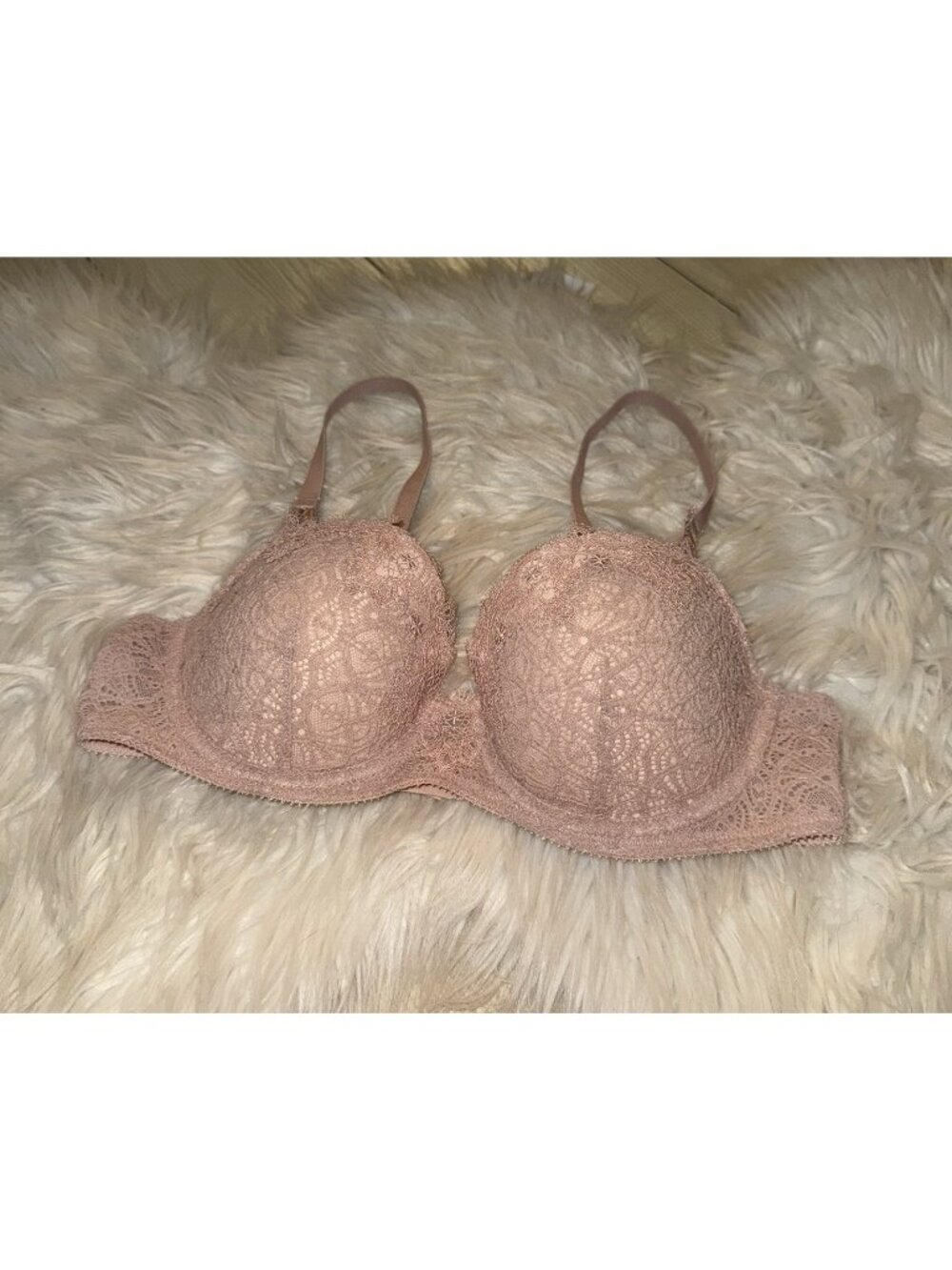 Victorias Secret Dream Angels Lined Demi Bra Lace Underwire Womens 36B Pink